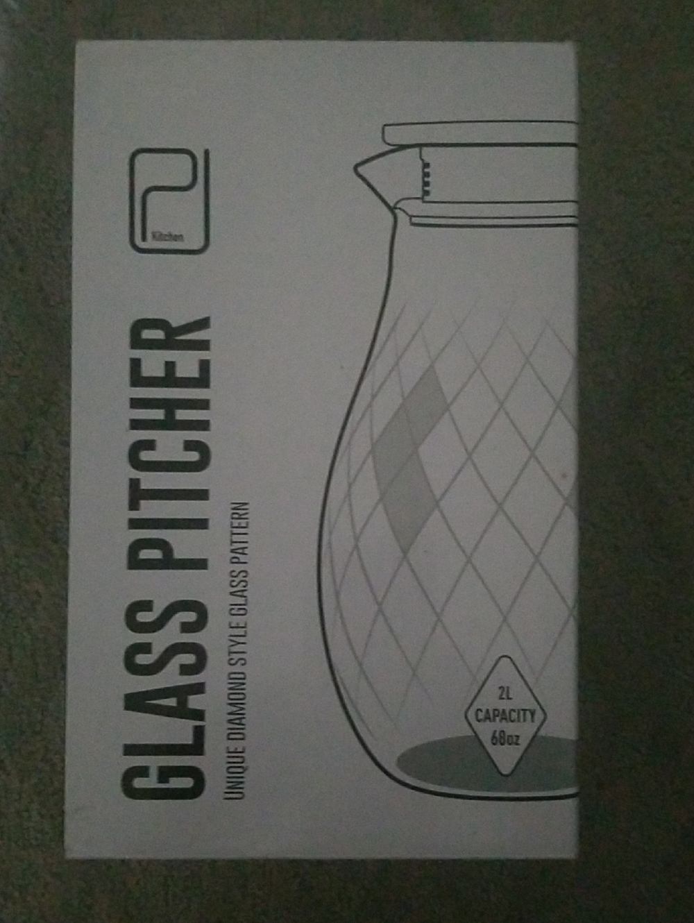 Glass Pitcher - Clear Diamond-Style Pattern - Picture 3 of 8
